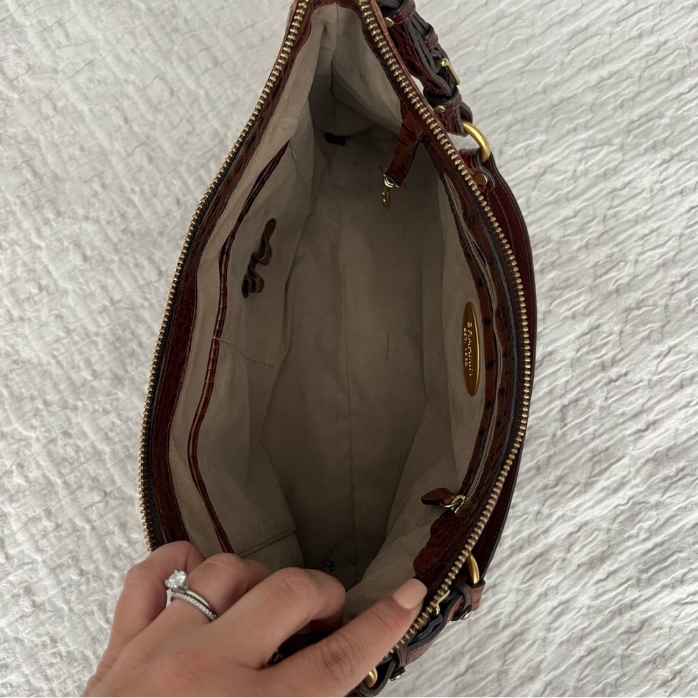 Brahmin Brown Croc Embossed Medium Shoulder Bag One Size - Picture 7 of 15